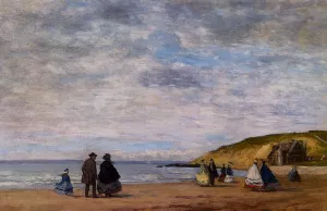 A Walk on the Beach by Eugene-Louis Boudin Oil Painting