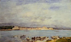 Antibes, Vue pris de la Salis by Eugene-Louis Boudin Oil Painting