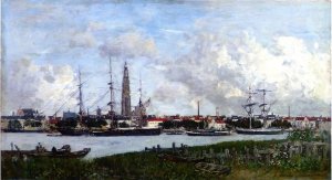 Antwerp, the Port by Eugene-Louis Boudin Oil Painting