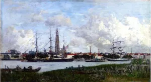 Antwerp, the Port by Eugene-Louis Boudin Oil Painting