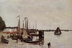 Anvers, Fishing Boats by Eugene-Louis Boudin - Oil Painting Reproduction