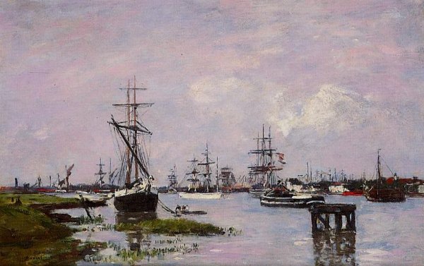 Anvers, The Port by Eugene-Louis Boudin - Hand-Painted Oil Painting Reproduction
