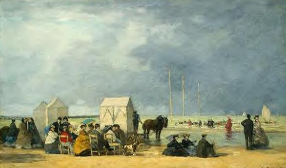 Bathing Time at Deauville by Eugene-Louis Boudin - Hand-Painted Oil Painting Reproduction