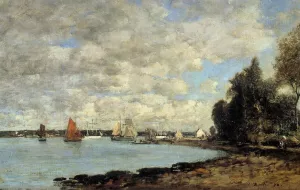 Bay of Plougastel by Eugene-Louis Boudin Oil Painting
