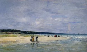 Beach near Trouville Oil painting by Eugene-Louis Boudin