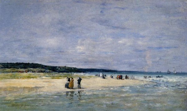Beach near Trouville by Eugene-Louis Boudin - Hand-Painted Oil Painting Reproduction