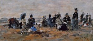 Beach Scene at Trouville, Evening by Eugene-Louis Boudin Oil Painting