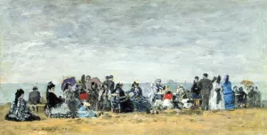 Beach Scene at Trouville Oil painting by Eugene-Louis Boudin