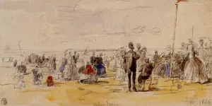 Beach Time by Eugene-Louis Boudin Oil Painting