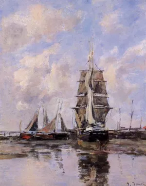 Beached Boats by Eugene-Louis Boudin - Oil Painting Reproduction