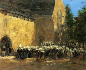 Benodet, un Pardon by Eugene-Louis Boudin - Oil Painting Reproduction