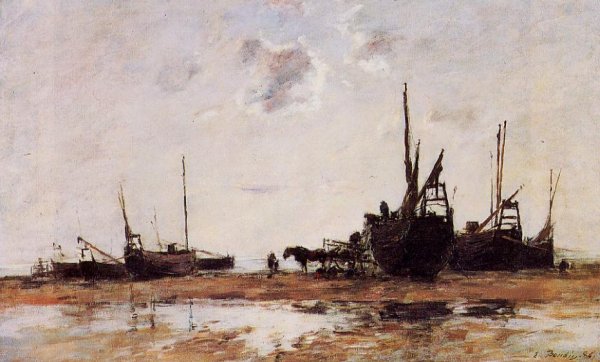 Berck, Low Tide by Eugene-Louis Boudin - Hand-Painted Oil Painting Reproduction