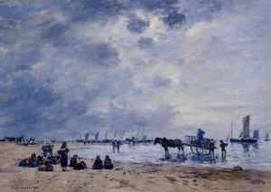 Berck, the Arrival of the Fishing Boats by Eugene-Louis Boudin Oil Painting