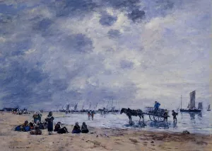 Berck, the Arrival of the Fishing Boats by Eugene-Louis Boudin Oil Painting