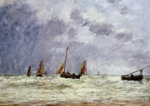 Berck, the Departure of the Boats painting by Eugene-Louis Boudin
