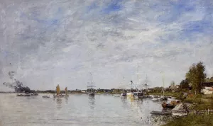 Boat Construction Docks at Lormont by Eugene-Louis Boudin - Oil Painting Reproduction
