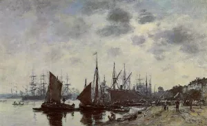 Bordeaux, Bacalan, View from the Quay by Eugene-Louis Boudin - Oil Painting Reproduction
