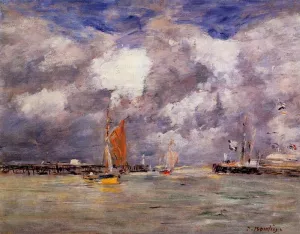 Bortreux, the Port by Eugene-Louis Boudin Oil Painting