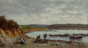 Brest, Fishing Boats by Eugene-Louis Boudin Oil Painting