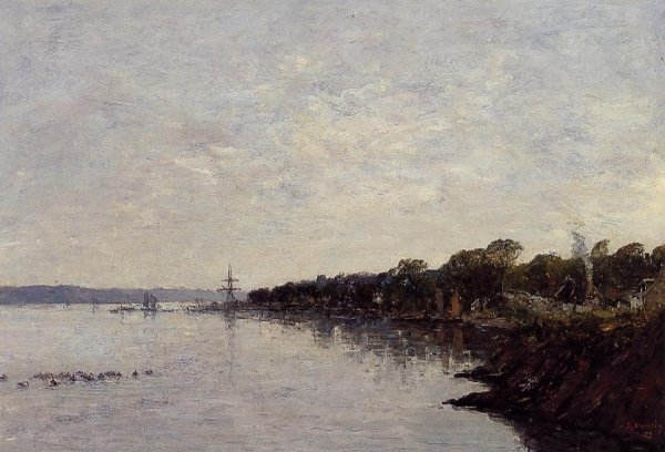 Brest, the Banks of the Harbor by Eugene-Louis Boudin - Hand-Painted Oil Painting Reproduction