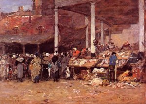 Brussels - the Old Fish Market by Eugene-Louis Boudin Oil Painting