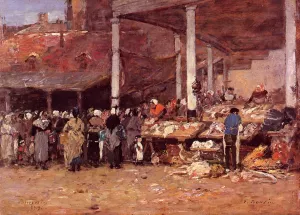 Brussels - the Old Fish Market by Eugene-Louis Boudin - Oil Painting Reproduction