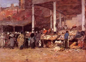 Brussels - the Old Fish Market by Eugene-Louis Boudin Oil Painting