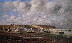 Camaret, Low Tide by Eugene-Louis Boudin Oil Painting