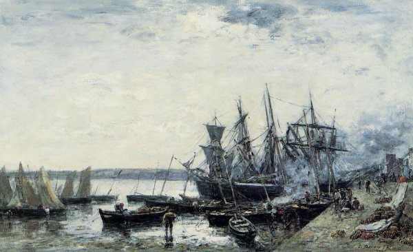Camaret, the Port by Eugene-Louis Boudin - Hand-Painted Oil Painting Reproduction