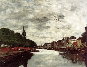 Canal Near Brussels by Eugene-Louis Boudin Oil Painting