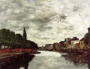Canal Near Brussels by Eugene-Louis Boudin Oil Painting
