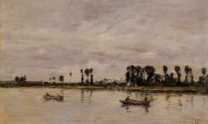Caudebec-en-Caux, Banks of the Saine by Eugene-Louis Boudin Oil Painting