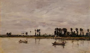 Caudebec-en-Caux, Banks of the Saine by Eugene-Louis Boudin Oil Painting