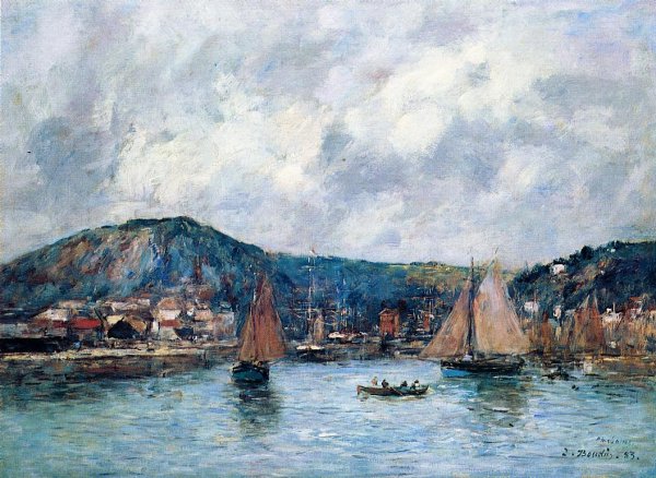 Cherbourg, the Port by Eugene-Louis Boudin - Hand-Painted Oil Painting Reproduction