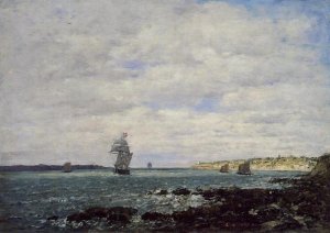 Coast of Brittany by Eugene-Louis Boudin Oil Painting