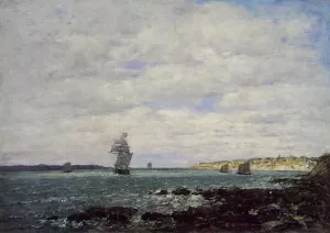 Coast of Brittany by Eugene-Louis Boudin - Oil Painting Reproduction