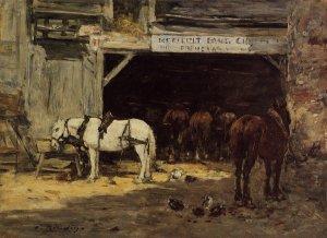 Cour et Ecurie d'un Loueur by Eugene-Louis Boudin Oil Painting