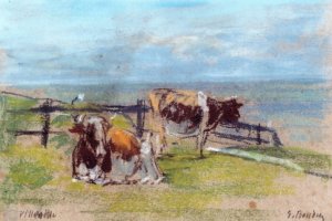 Cows on a Cliff at Villerville