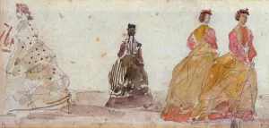 Crinolines by Eugene-Louis Boudin - Oil Painting Reproduction