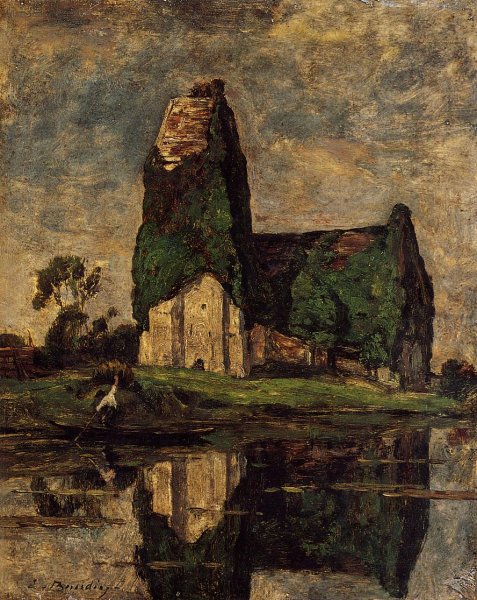 Criqueboeuf, the Church by Eugene-Louis Boudin - Hand-Painted Oil Painting Reproduction