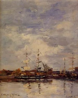 Deauville Harbor by Eugene-Louis Boudin Oil Painting