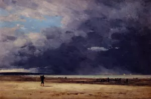 Deauville, Low Tide by Eugene-Louis Boudin Oil Painting
