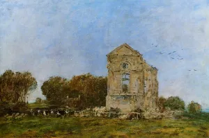 Deauville, Ruins of the Chateau de Lassay by Eugene-Louis Boudin - Oil Painting Reproduction