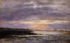 Deauville, Sunset on the Beach Oil painting by Eugene-Louis Boudin
