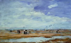 Deauville, the Beach, Low Tide Oil painting by Eugene-Louis Boudin