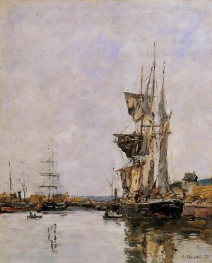 Deauville, the Harbor by Eugene-Louis Boudin Oil Painting