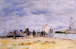 Deauville, the Jetty by Eugene-Louis Boudin Oil Painting