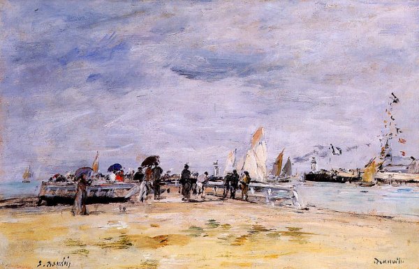 Deauville, the Jetty by Eugene-Louis Boudin - Hand-Painted Oil Painting Reproduction