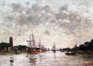 Dordrecht, Le Meuse, View of Swandrecht by Eugene-Louis Boudin Oil Painting