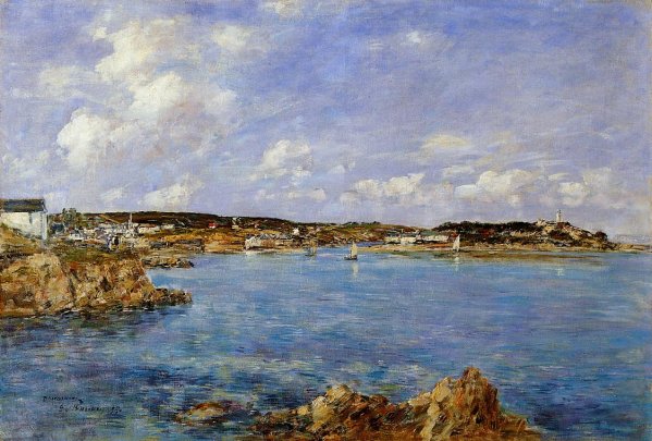 Main Product Photo of Douarnenez, the Bay, View of IIle Tristan (also known as Tristan) Painting by Eugene-Louis Boudin